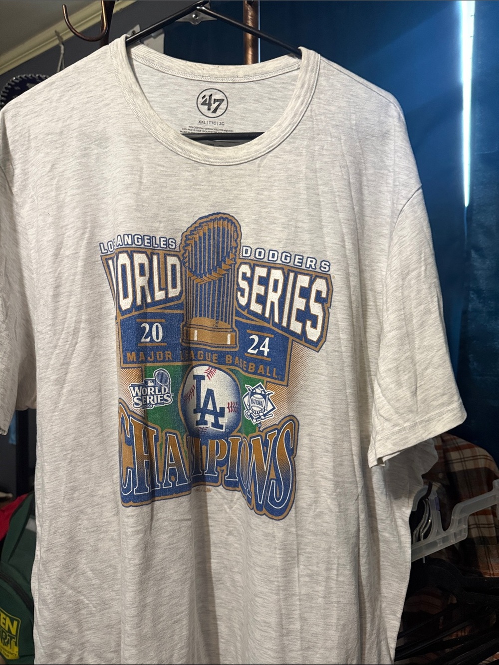 '47 Los Angeles Dodgers Light Gray World Series Champions Tee